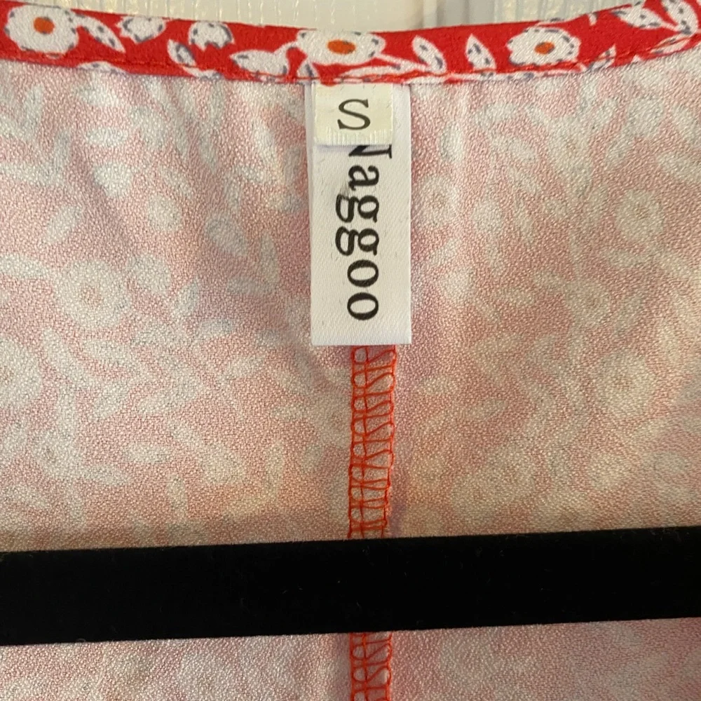 Naggoo Red Ditsy Floral Wrap Ruffle sundress size small - Picture 4 of 14